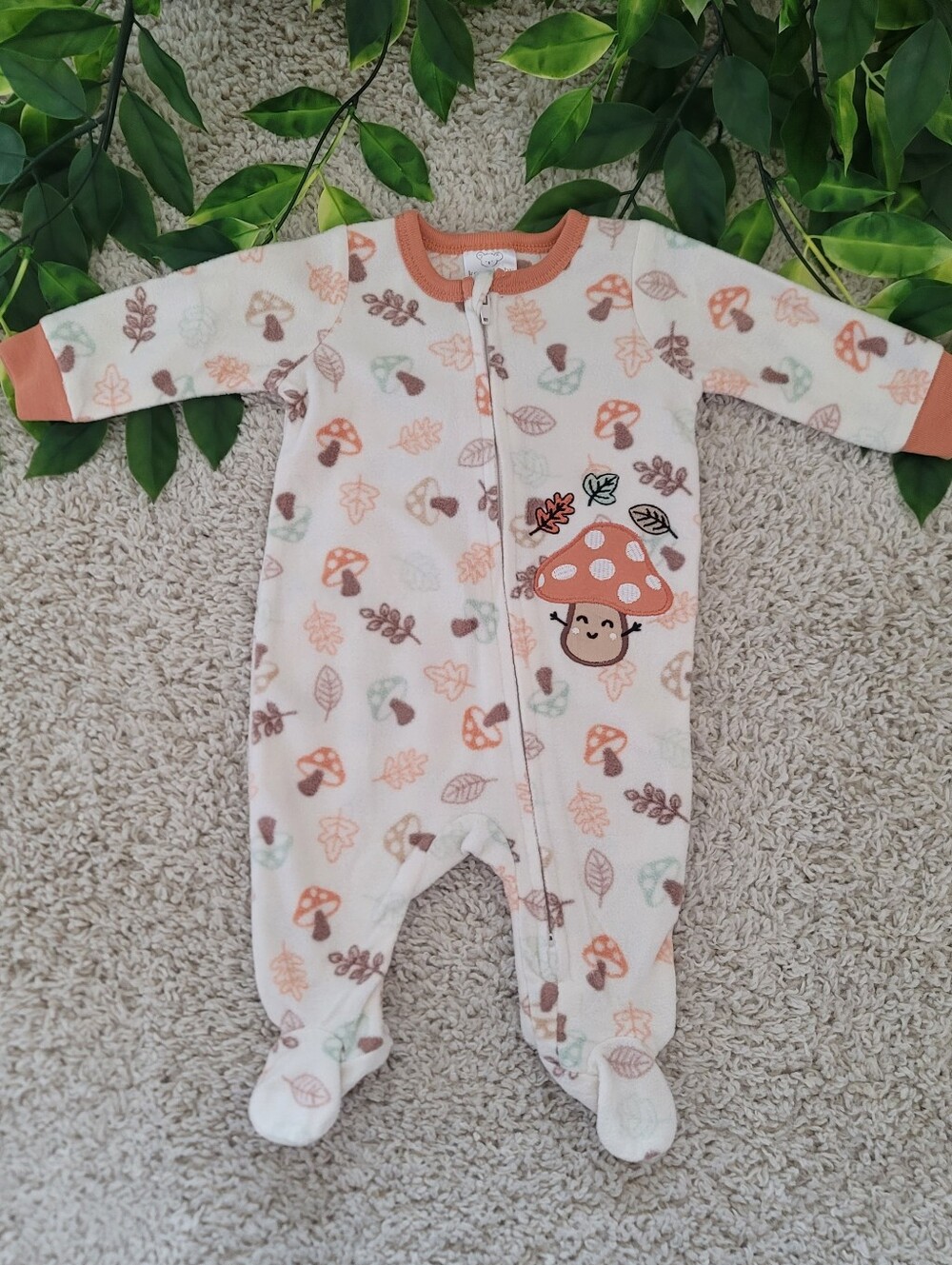 Baby Boy Mushrooms & Leaves Sleeper (0-3 Months)